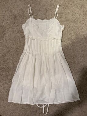 Mustard Seed White Mini Dress with Scallop Bodice